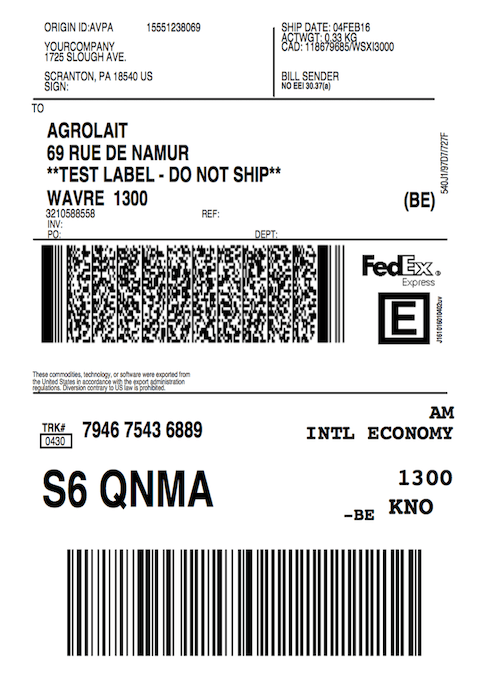 Nhãn vận chuyển FedEx cỡ chữ toàn trang.