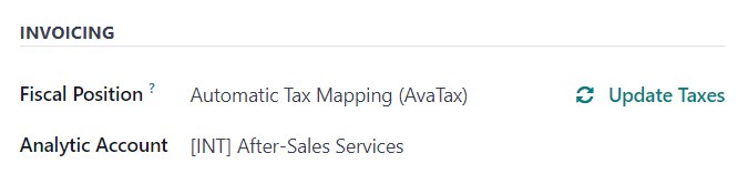 Phần Lập hóa đơn của tab Thông tin khác trong biểu mẫu báo giá trong Odoo Sales.